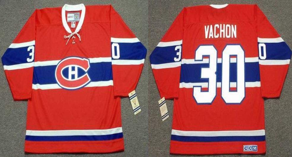 2019 Men Montreal Canadiens #30 Vachon Red CCM NHL jerseys